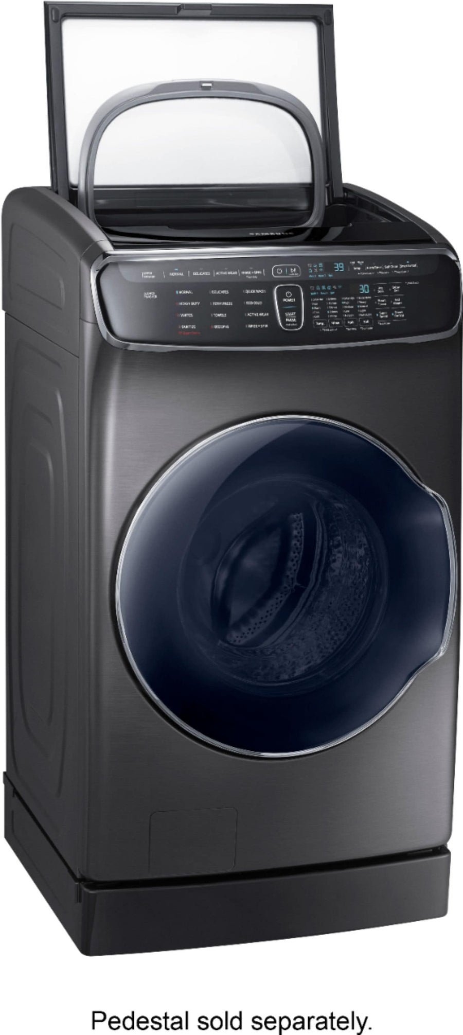 Samsung - 6.0 Cu. Ft. High Efficiency Smart Front Load Washer with Steam and FlexWash - Black stainless steel_1
