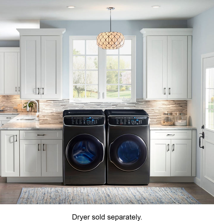 Samsung - 6.0 Cu. Ft. High Efficiency Smart Front Load Washer with Steam and FlexWash - Black stainless steel_10
