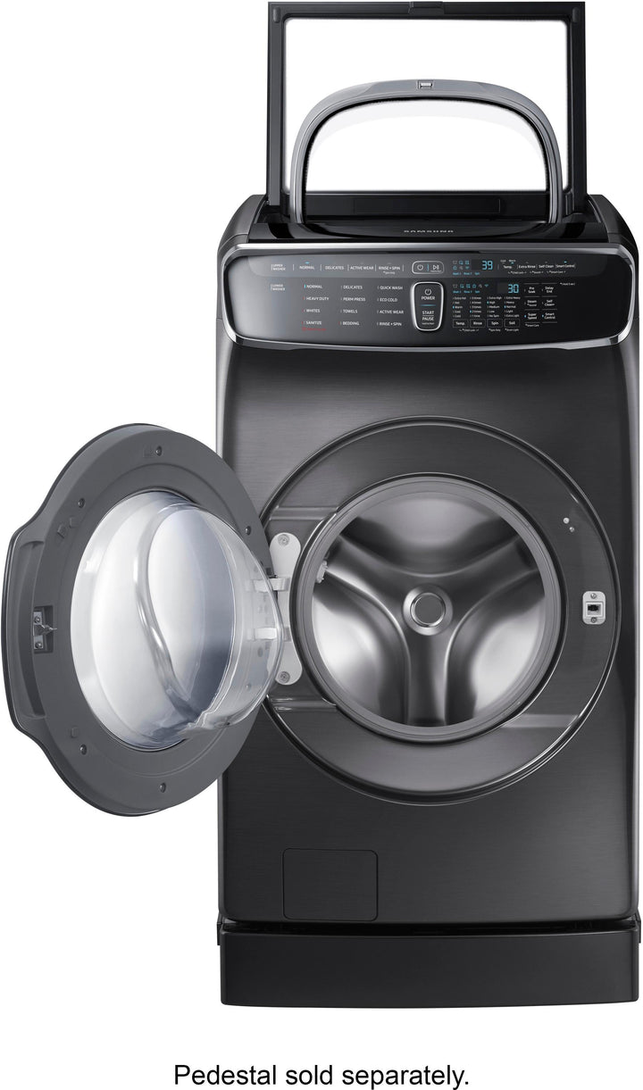 Samsung - 6.0 Cu. Ft. High Efficiency Smart Front Load Washer with Steam and FlexWash - Black stainless steel_8