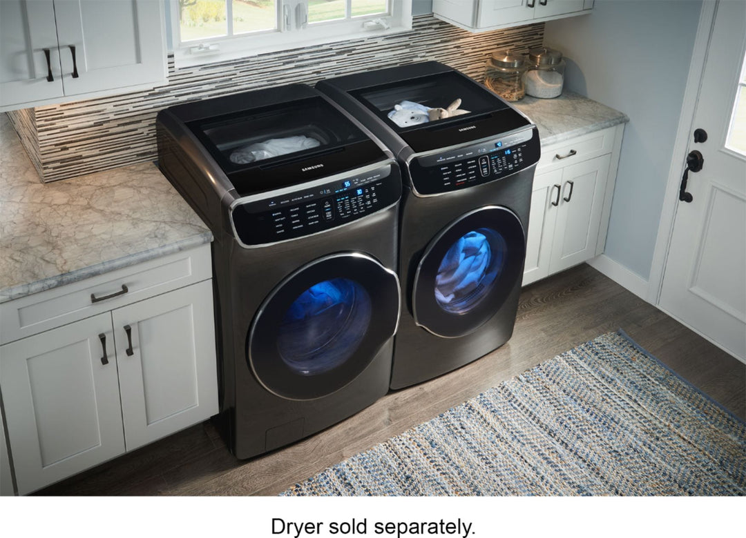 Samsung - 6.0 Cu. Ft. High Efficiency Smart Front Load Washer with Steam and FlexWash - Black stainless steel_9