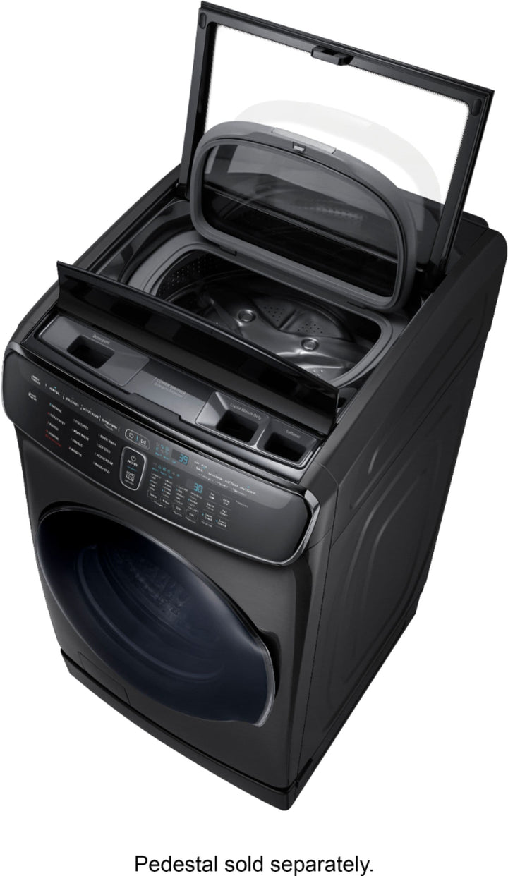 Samsung - 6.0 Cu. Ft. High Efficiency Smart Front Load Washer with Steam and FlexWash - Black stainless steel_3