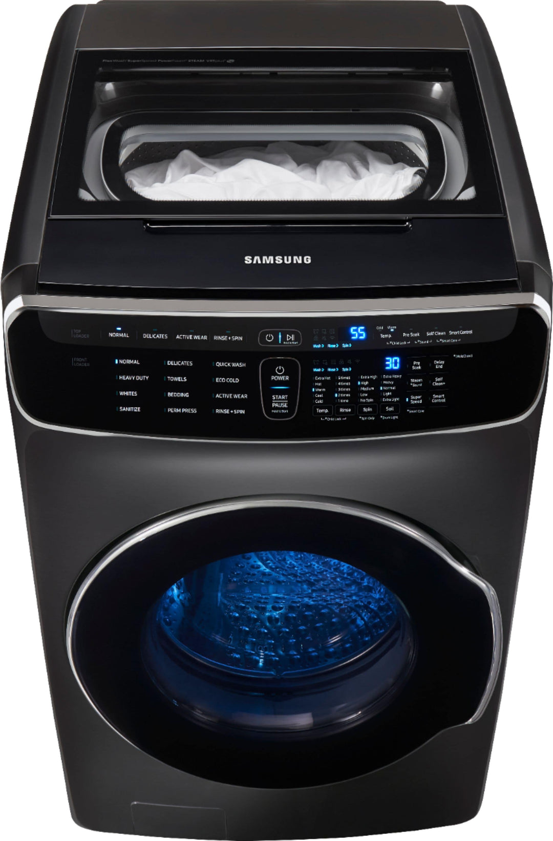 Samsung - 6.0 Cu. Ft. High Efficiency Smart Front Load Washer with Steam and FlexWash - Black stainless steel_17