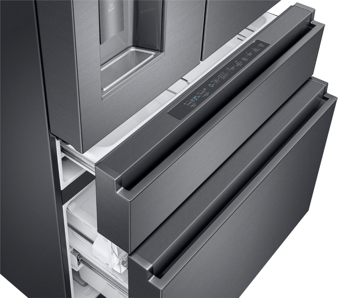 Samsung - 22.6 Cu. Ft. 4-Door Flex French Door Counter-Depth  Fingerprint Resistant Refrigerator - Black stainless steel_6