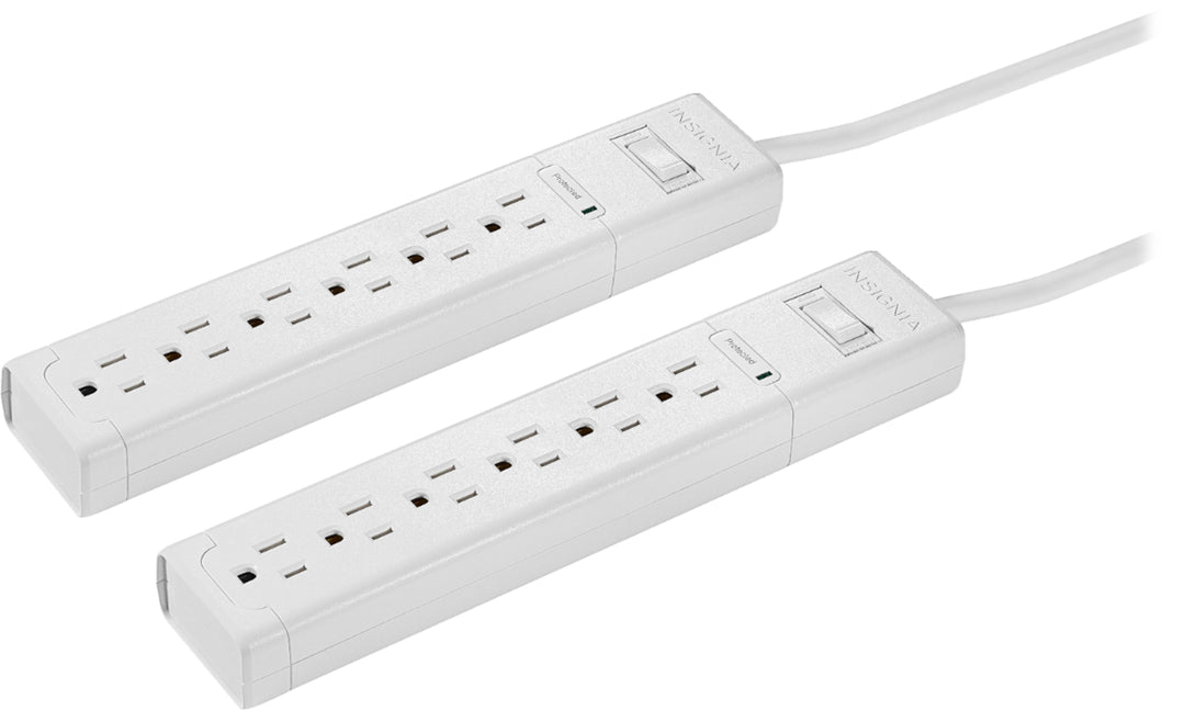 Insignia™ - 6 Outlet Surge Protector 2 Pack - White_1