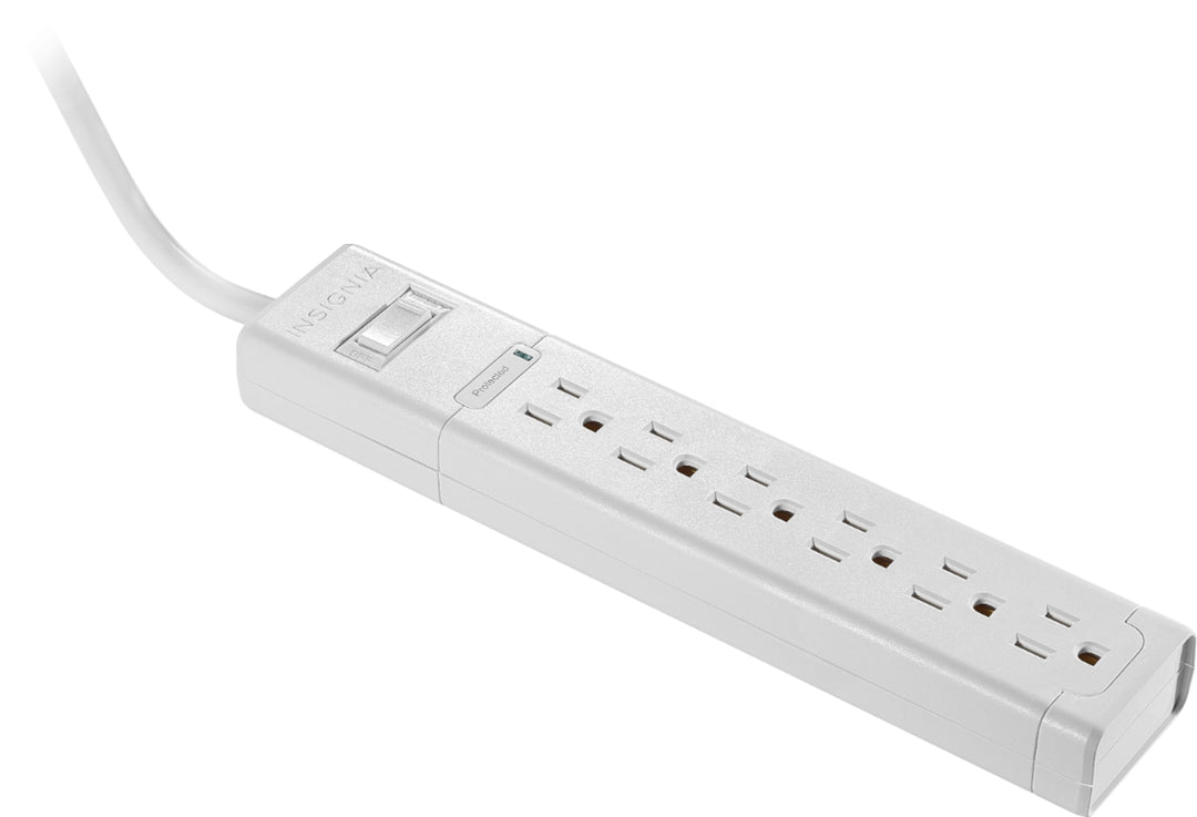 Insignia™ - 6-Outlet Surge Protector with 8' Power Cord - White_0