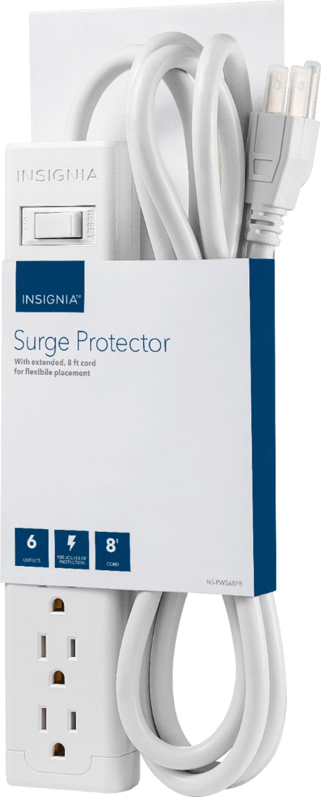 Insignia™ - 6-Outlet Surge Protector with 8' Power Cord - White_2