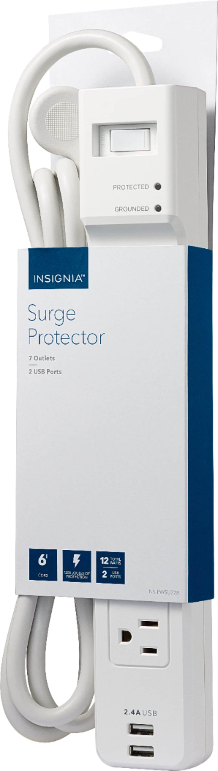 Insignia™ - 7-Outlet/2-USB Surge Protector - White_2