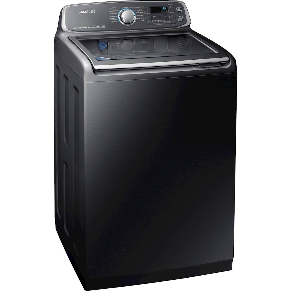 Samsung - 5.2 Cu. Ft. High Efficiency Top Load Washer with Activewash - Black stainless steel_1
