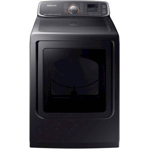 Samsung - 7.4 Cu. Ft. Gas Dryer with Steam and Sensor Dry - Black stainless steel_0
