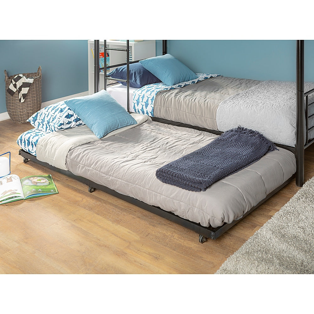 Walker Edison - Twin/Bunk Bed Roll-out Trundle Bed Frame - Black_6