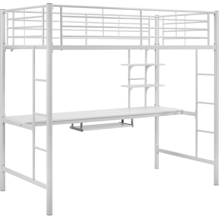 Walker Edison - Premium Twin-Size Loft Bunk Bed With Desk - White_0