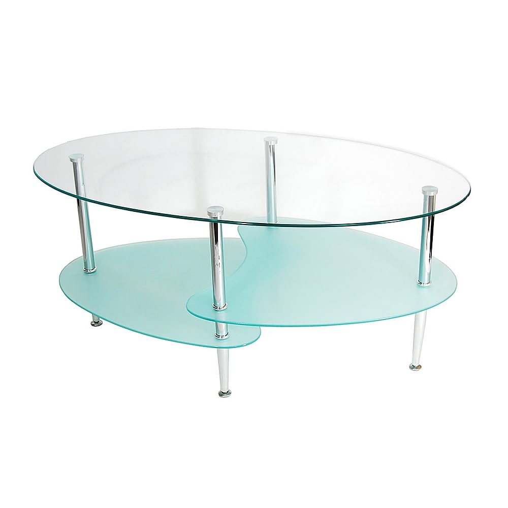 Walker Edison - Wave Modern Metal and Glass Coffee Table - Clear_1