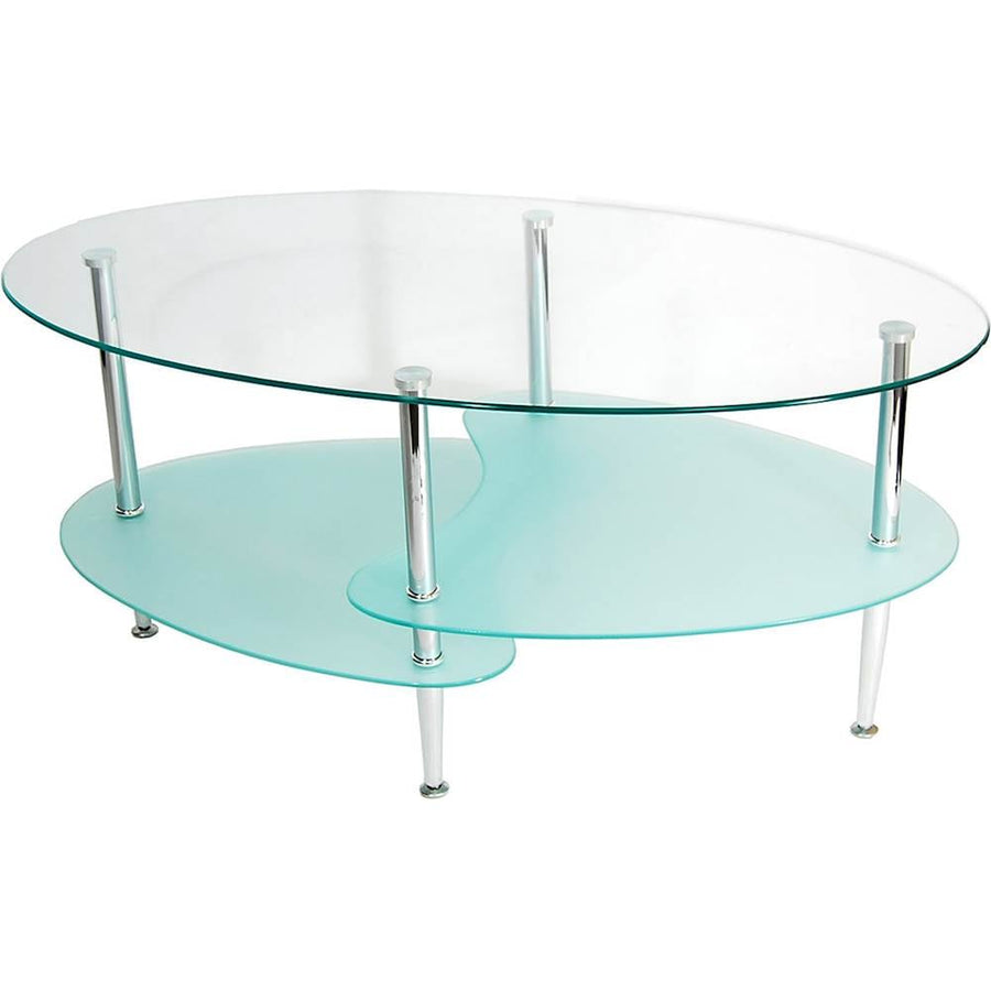Walker Edison - Wave Modern Metal and Glass Coffee Table - Clear_0