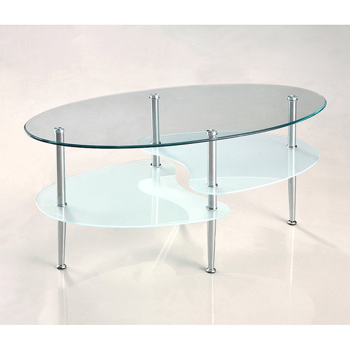 Walker Edison - Wave Modern Metal and Glass Coffee Table - Clear_4