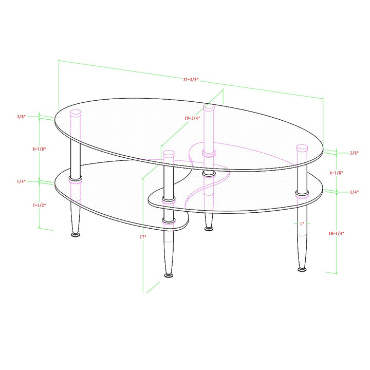 Walker Edison - Wave Modern Metal and Glass Coffee Table - Clear_2