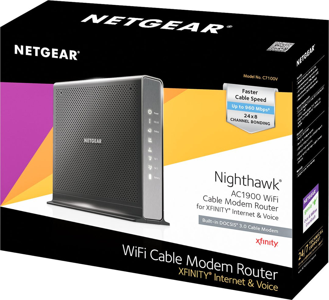 NETGEAR - Nighthawk Dual-Band AC1900 Router with 24 x 8 DOCSIS 3.0 Cable Modem - Black_3