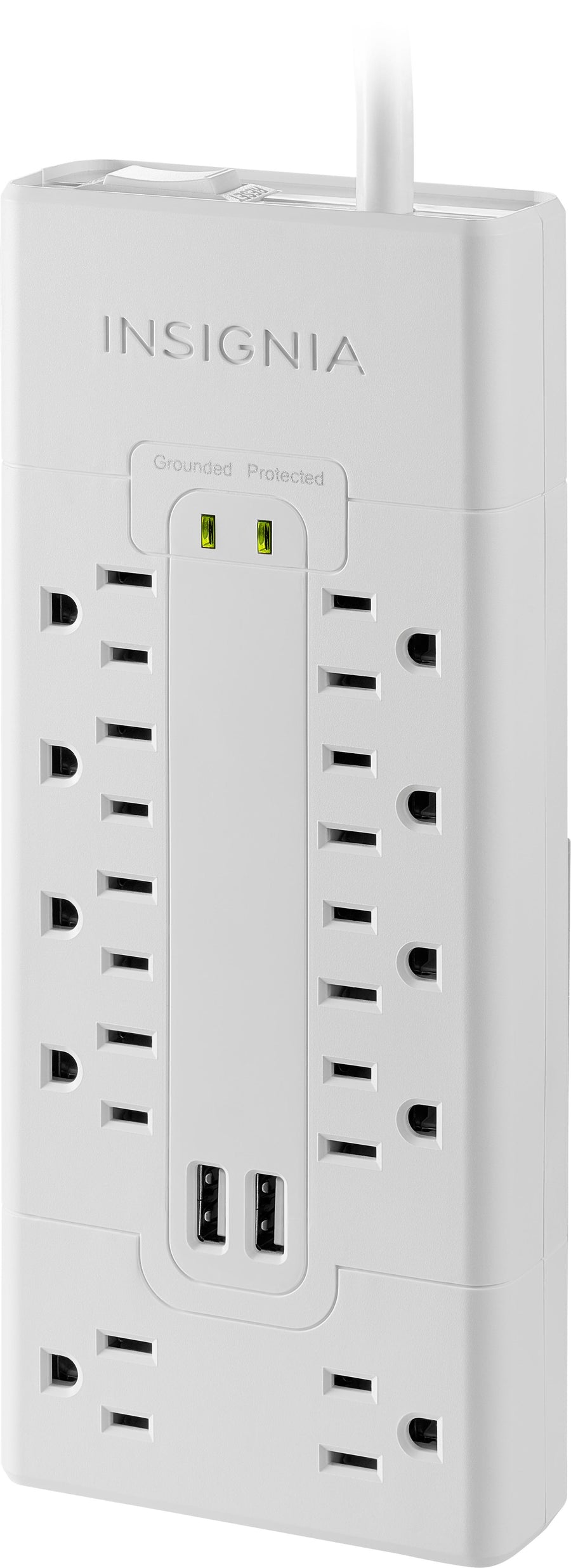 Insignia™ - 10-Outlet/2-USB Surge Protector - White_0