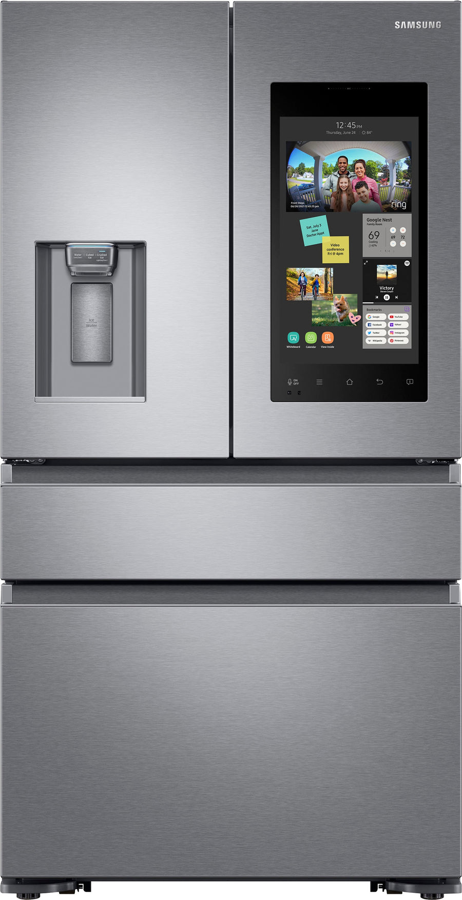Samsung - Family Hub 22.2 Cu. Ft. Counter Depth 4-Door French Door Fingerprint Resistant Refrigerator - Stainless steel_0