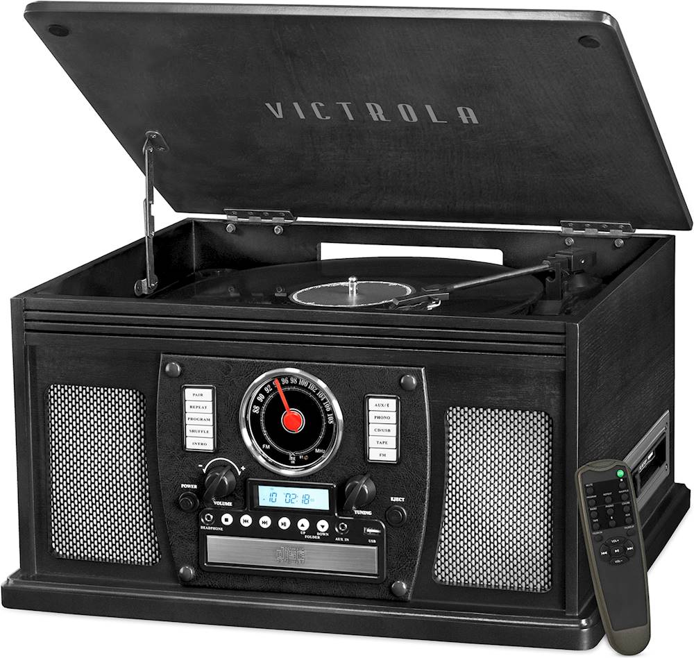Victrola - Navigator 8-in-1 Classic Bluetooth Record Player with Turntable - Black_0