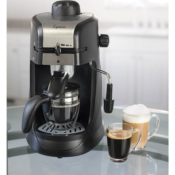 Capresso - Steam PRO 4-Cup Coffee Maker and Espresso Machine with  Milk Frother - Black/Stainless Steel_2