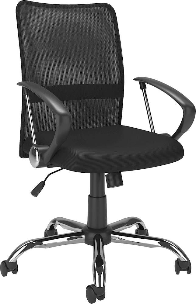 CorLiving - Workspace 5-Pointed Star Fabric and Mesh Office Chair - Black/Chrome_1