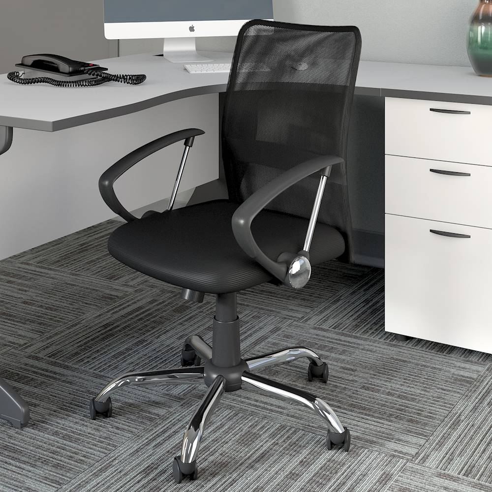 CorLiving - Workspace 5-Pointed Star Fabric and Mesh Office Chair - Black/Chrome_4