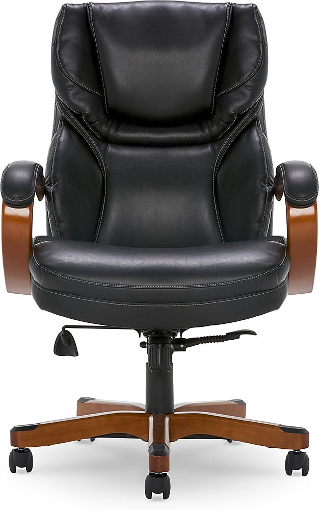Serta - Big and Tall Leather and Bentwood Executive Chair - Black_0