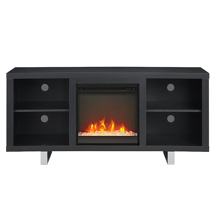Walker Edison - Modern Open Storage Fireplace TV Stand for Most TVs up to 65" - Black_0