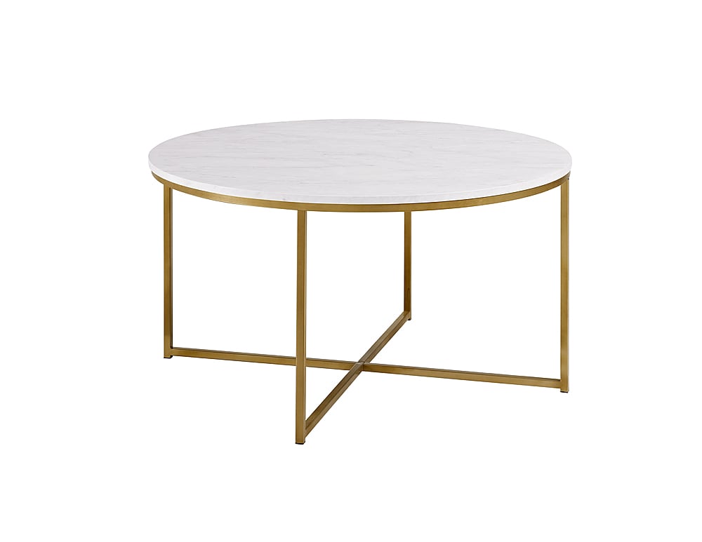 Walker Edison - Modern Glam Round Coffee Table - Faux Marble_1