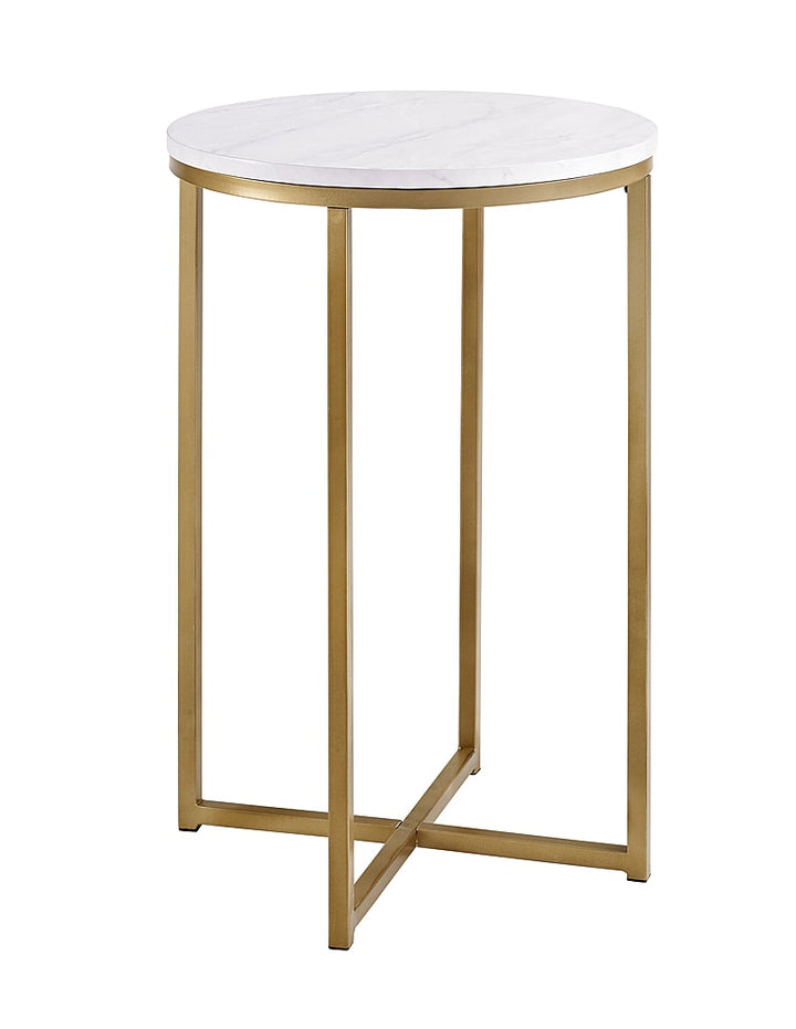 Walker Edison - Modern Glam Side Table - Faux White Marble & Gold_1