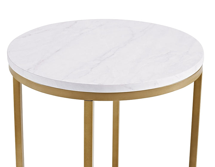 Walker Edison - Modern Glam Side Table - Faux White Marble & Gold_3