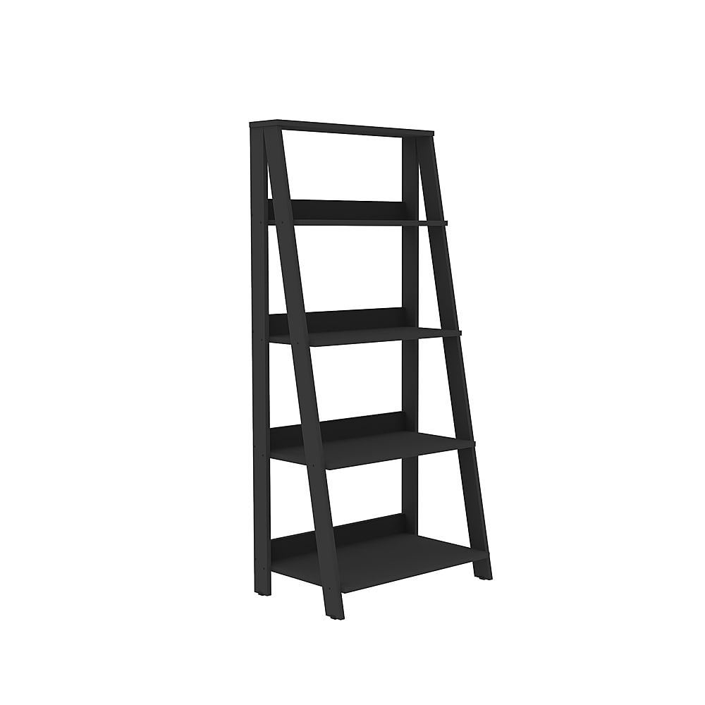 Walker Edison - 55" Leaning Ladder 4-Shelf Bookcase - Black_1
