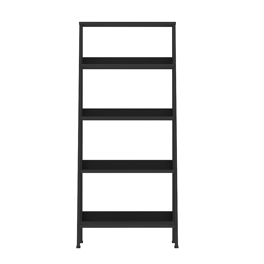 Walker Edison - 55" Leaning Ladder 4-Shelf Bookcase - Black_0