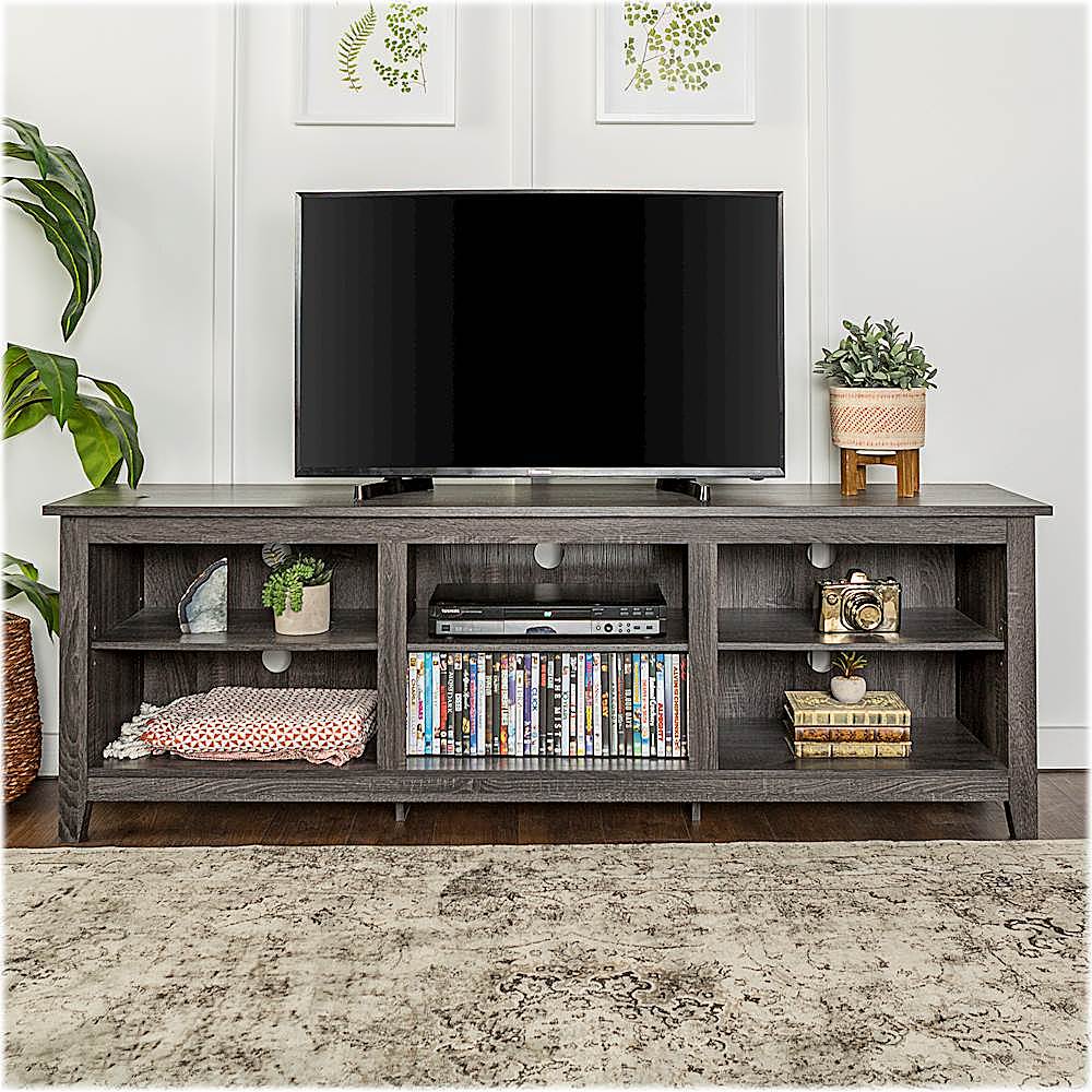 Walker Edison - Modern Open 6 Cubby Storage TV Stand for TVs up to 78" - Charcoal_7
