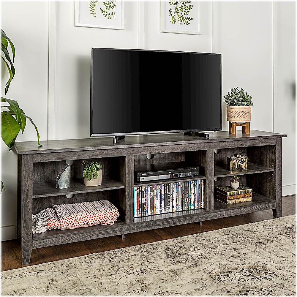 Walker Edison - Modern Open 6 Cubby Storage TV Stand for TVs up to 78" - Charcoal_6