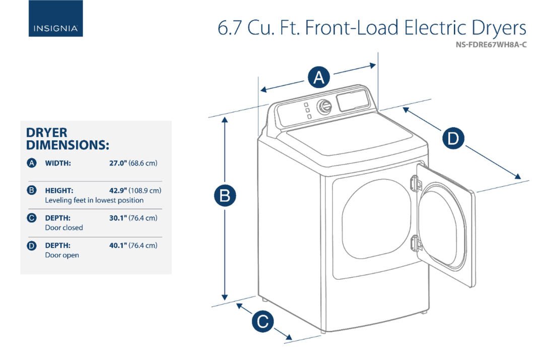 Insignia™ - 6.7 Cu. Ft. Electric Dryer - White_7