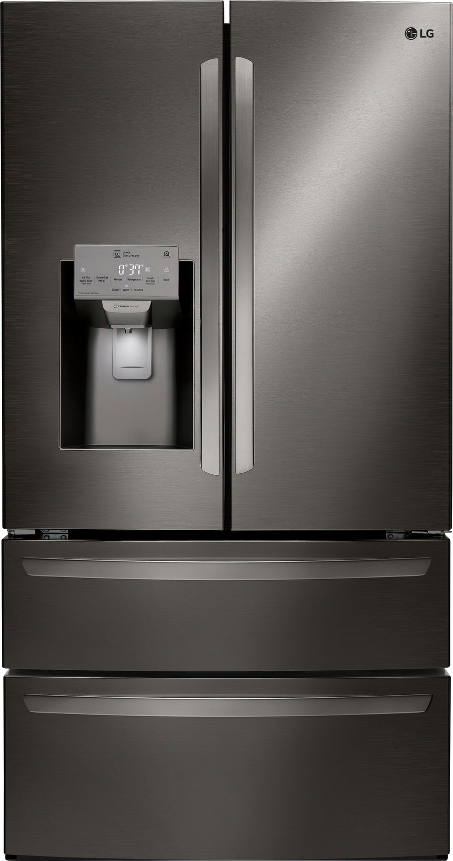 LG - 27.8 Cu. Ft. 4-Door French Door Smart Refrigerator with Smart Cooling System - Black stainless steel_0