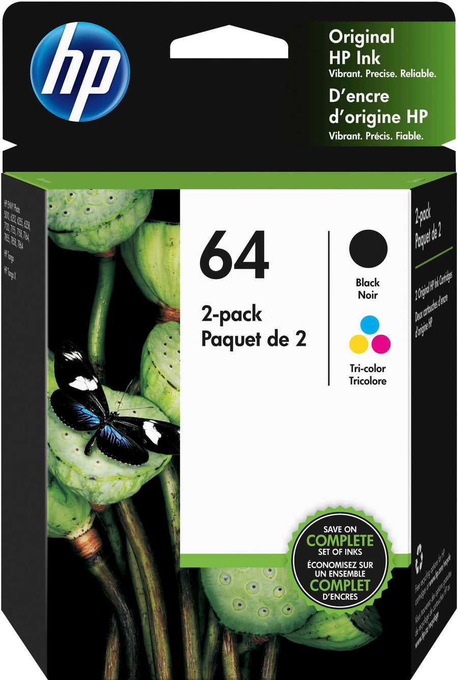 HP - 64 2-Pack Standard Capacity Ink Cartridges - Black & Tri-Color_0