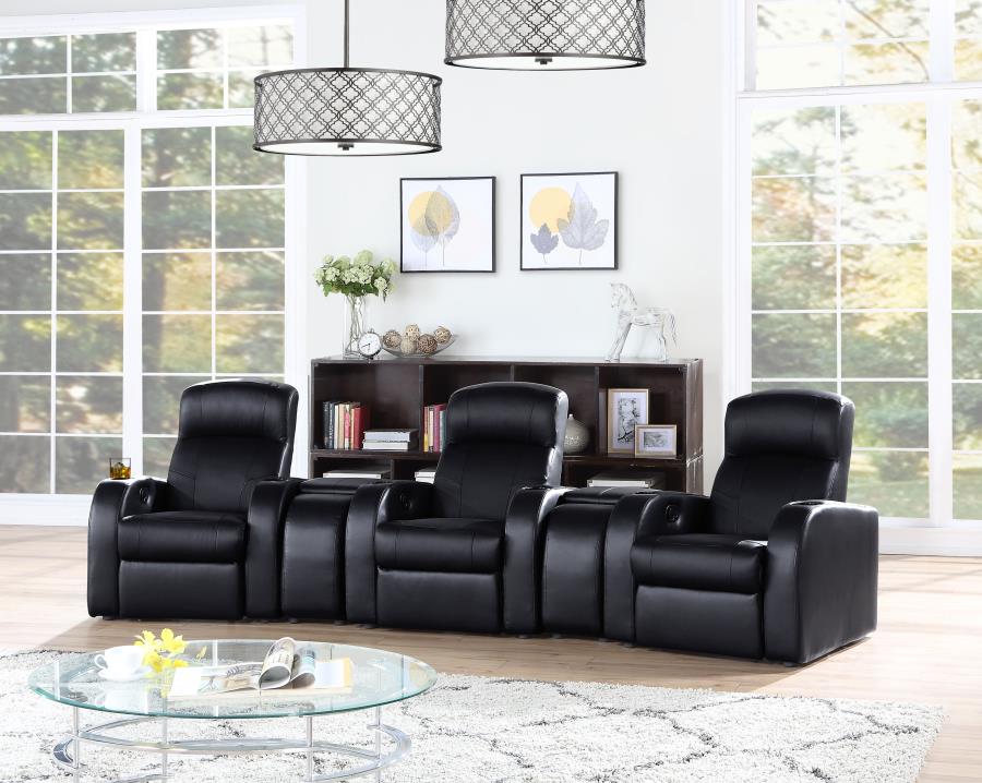 Cyrus Upholstered Recliner Living Room Set Black_0