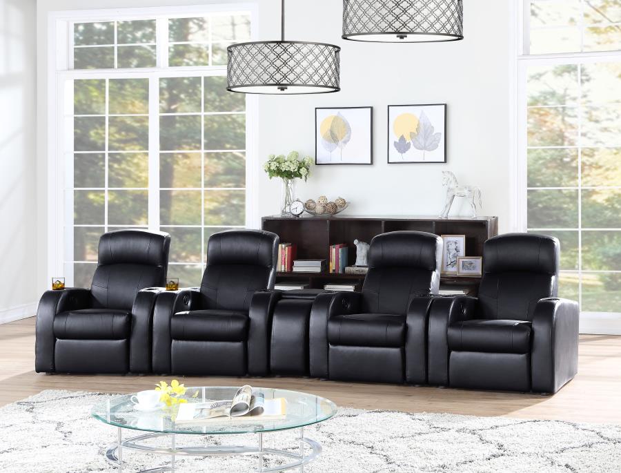 Cyrus Upholstered Recliner Living Room Set Black_0