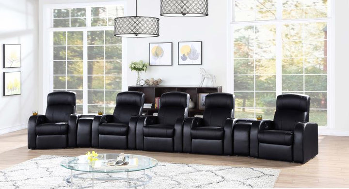 Cyrus Upholstered Recliner Living Room Set Black_0