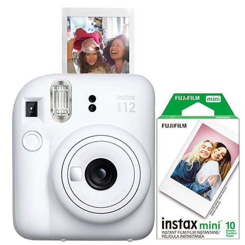 Instax Mini 12 Instant Camera w/ 10 Count Film Clay White_0