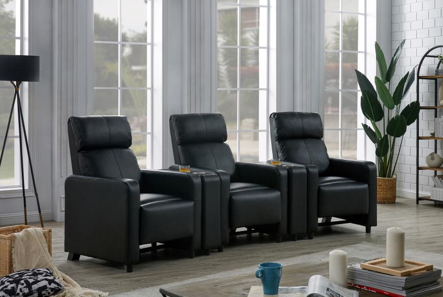 Toohey Upholstered Tufted Recliner Living Room Set Black_0