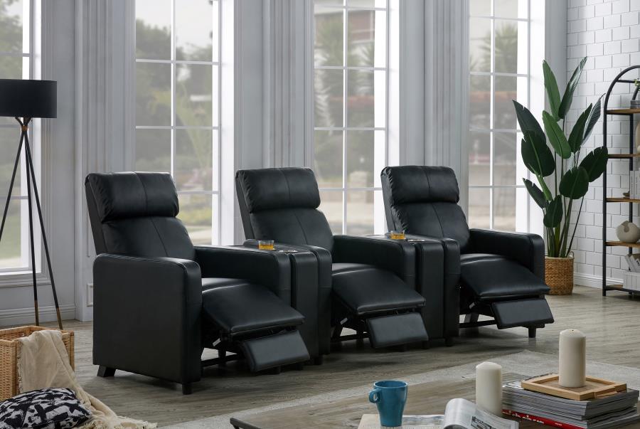 Toohey Upholstered Tufted Recliner Living Room Set Black_1