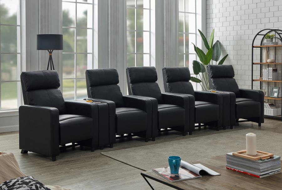 Toohey Upholstered Tufted Recliner Living Room Set Black_0