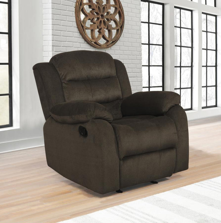 Rodman Upholstered Glider Recliner Chocolate_1