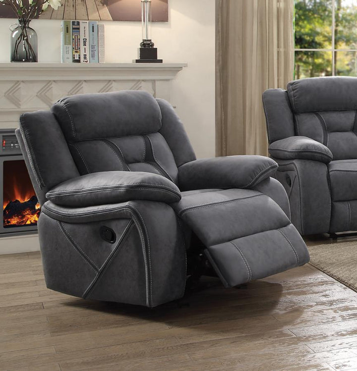 Higgins Overstuffed Upholstered Glider Recliner Grey_0