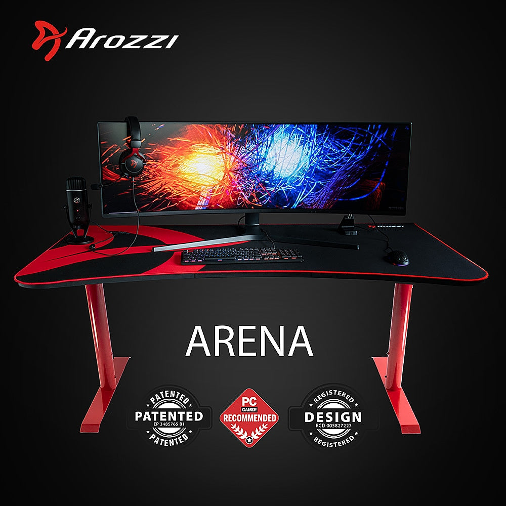 Arozzi - Arena Ultrawide Curved Gaming Desk - Red with Black Accents_8