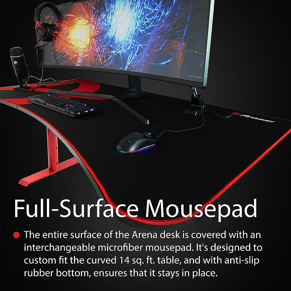 Arozzi - Arena Ultrawide Curved Gaming Desk - Red with Black Accents_7