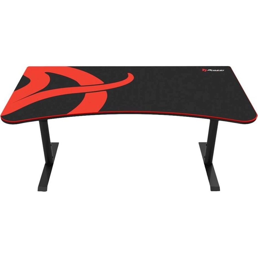 Arozzi - Arena Ultrawide Curved Gaming Desk - Black with Red Accents_0